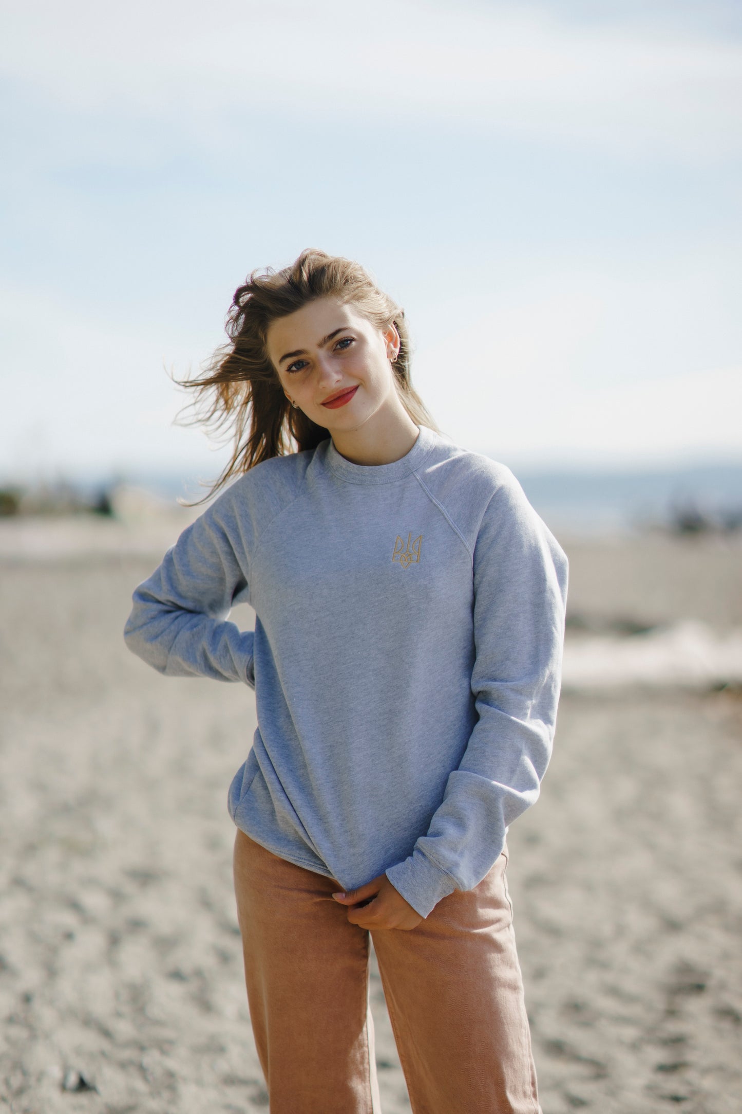 Embroidered Trident (Left) Crewneck with Raglan Sleeves