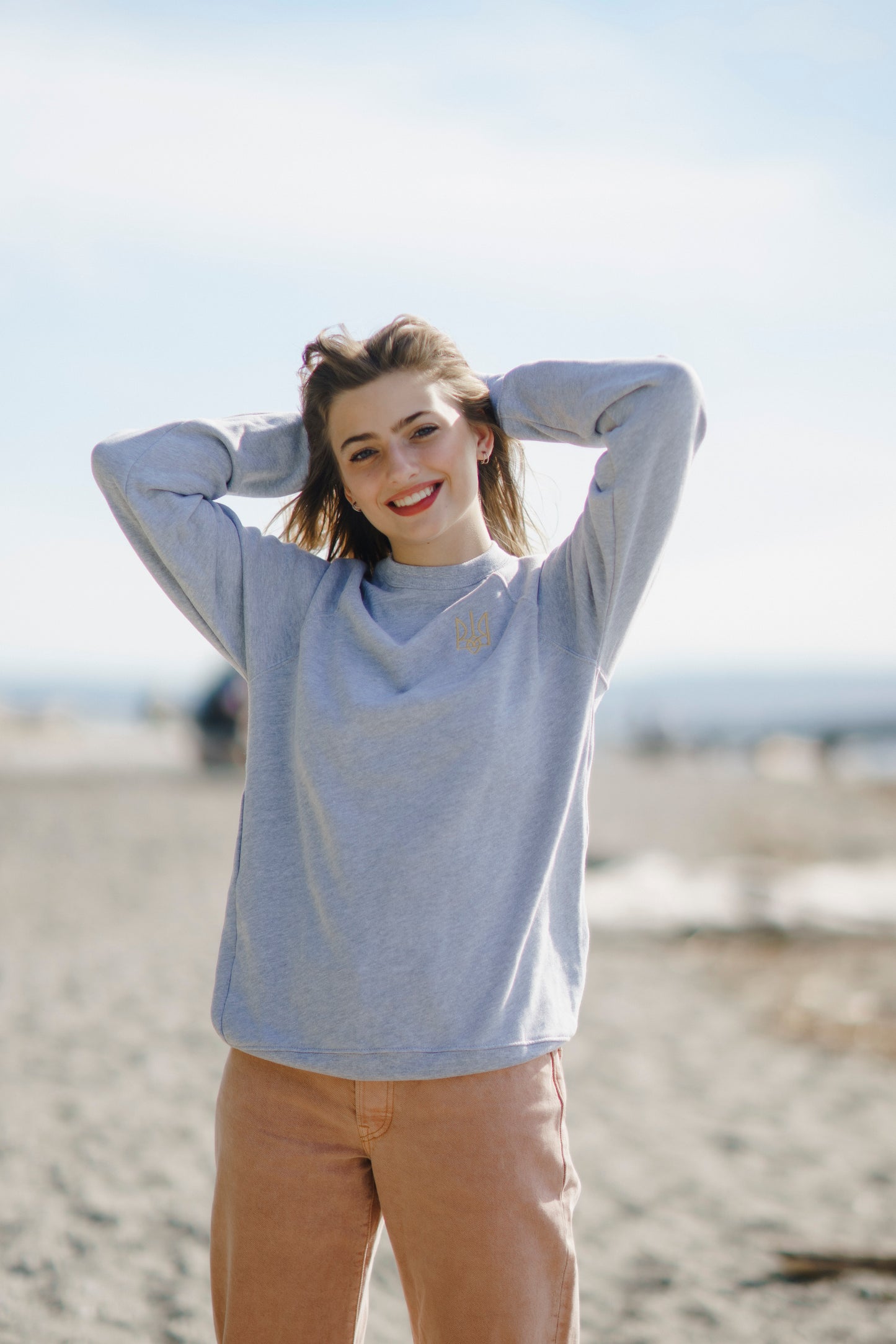 Embroidered Trident (Left) Crewneck with Raglan Sleeves