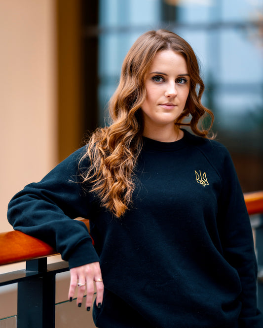 Embroidered Trident (Left) Crewneck with Raglan Sleeves