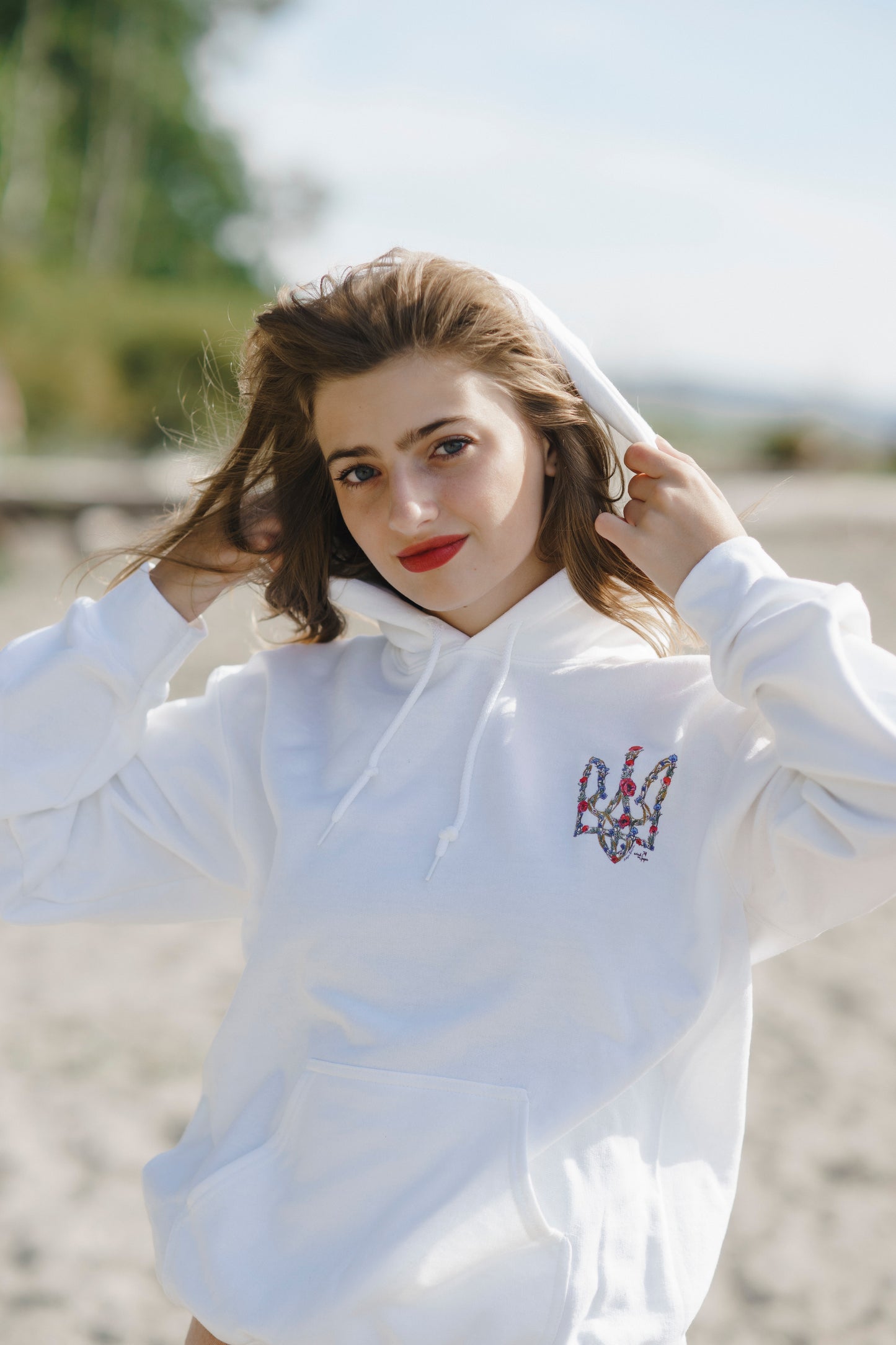 Trident White Hoodie